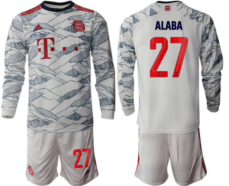 Men 2021-2022 Club Bayern Munich Second away white Long Sleeve #27 Soccer Jersey